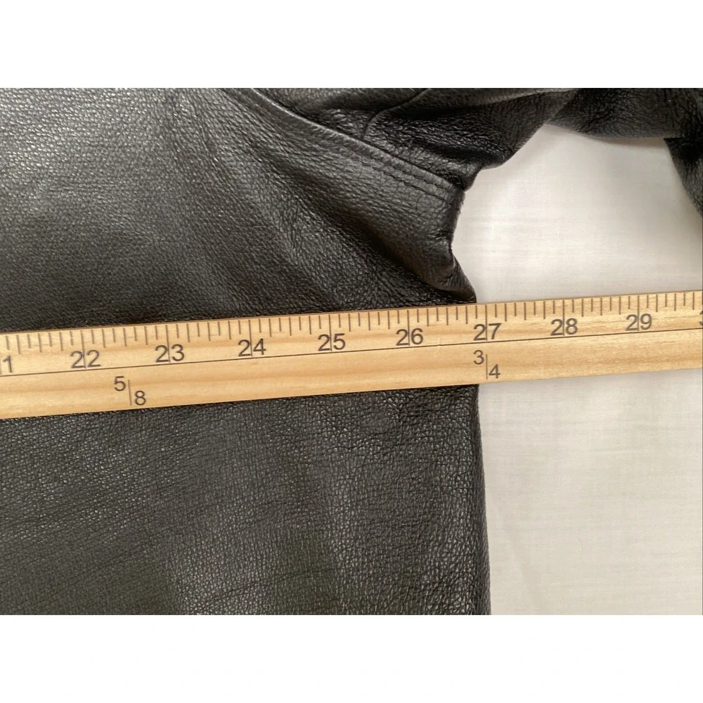 Men's XXL Croft & Barrow‎ Black Leather Jacket Full Zip Y2K Quilt Lined - Picture 5 of 11